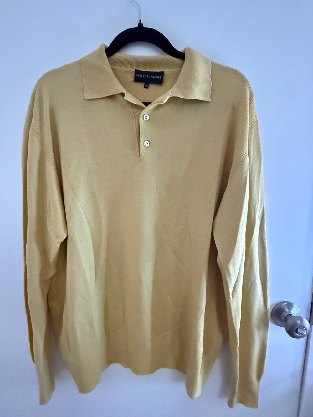 Saks Fifth Avenue Men’s Long Sleeve Polo - Pale Yellow